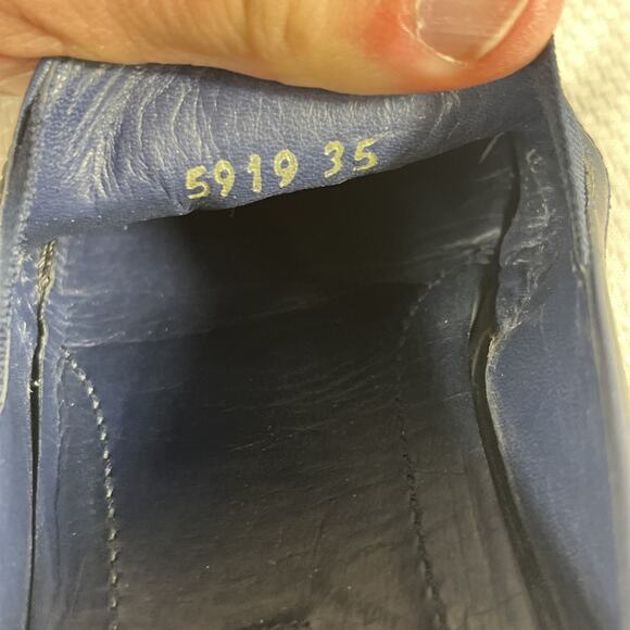 PRADA WOMEN BLUE LEATHER SLIDE ON CLASSIC SPORT LOAFERS MADE IN ITALY 35 US 5.5 - Picture 8 of 11